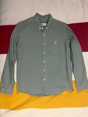 Ami Paris Green Ginham Oxford Collar Shirt - Size 41
